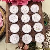 Vriksham Multi Color Round Sparkle Bindi Case-12 Sets In Palstic Box-BB3556